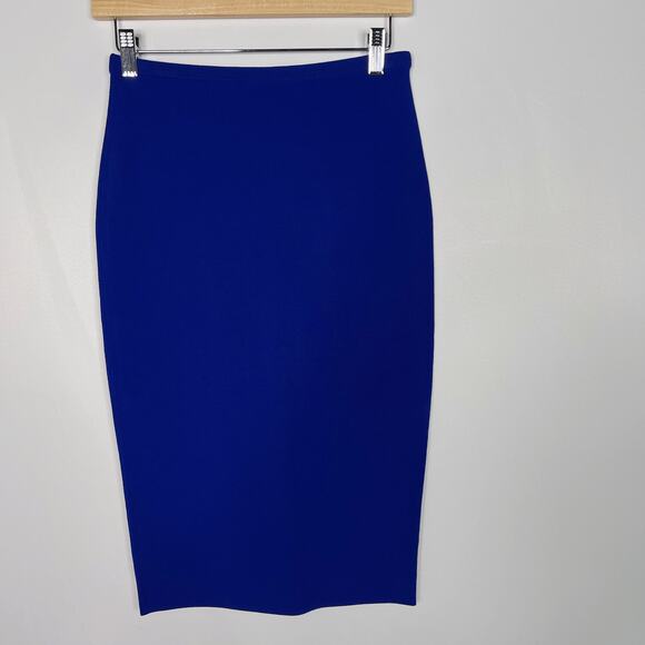 New Diane Von Furstenberg Size P Klein Blue Knit Pencil Skirt Elasticized Waist - Picture 1 of 7